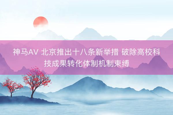 神马AV 北京推出十八条新举措 破除高校科技成果转化体制机制束缚