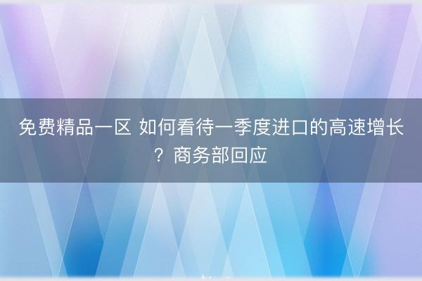 免费精品一区 如何看待一季度进口的高速增长？商务部回应
