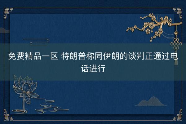 免费精品一区 特朗普称同伊朗的谈判正通过电话进行