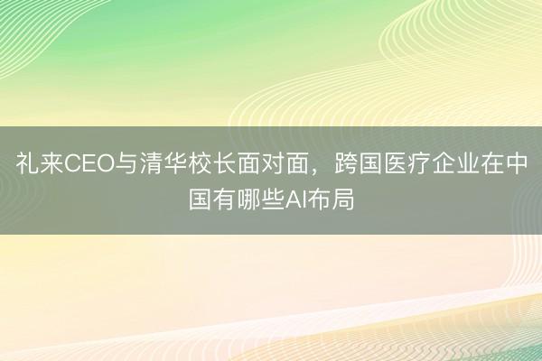 礼来CEO与清华校长面对面，跨国医疗企业在中国有哪些AI布局
