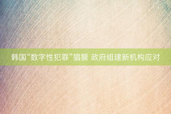 韩国“数字性犯罪”猖獗 政府组建新机构应对