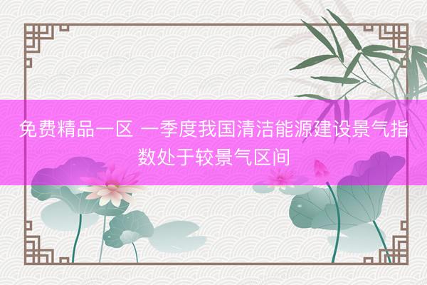 免费精品一区 一季度我国清洁能源建设景气指数处于较景气区间