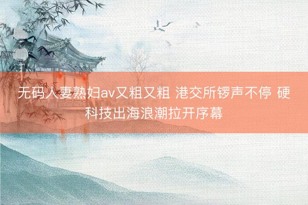 无码人妻熟妇av又粗又粗 港交所锣声不停 硬科技出海浪潮拉开序幕