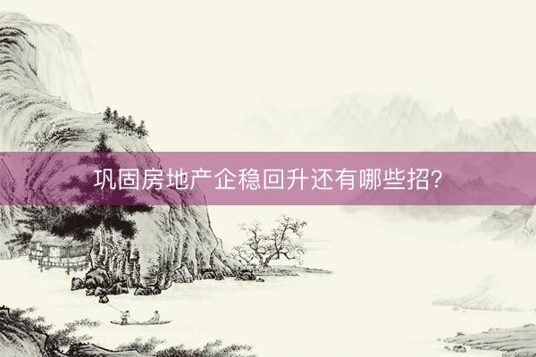 巩固房地产企稳回升还有哪些招？