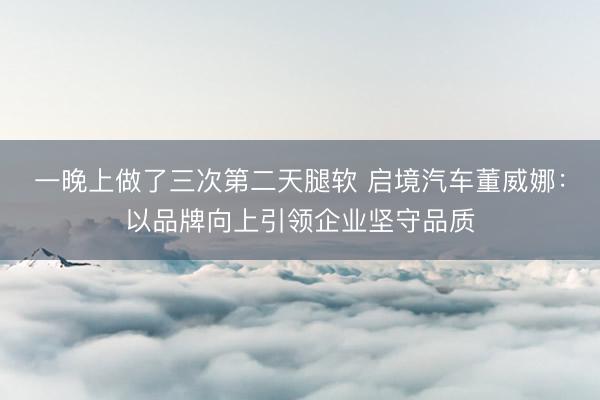 一晚上做了三次第二天腿软 启境汽车董威娜：以品牌向上引领企业坚守品质
