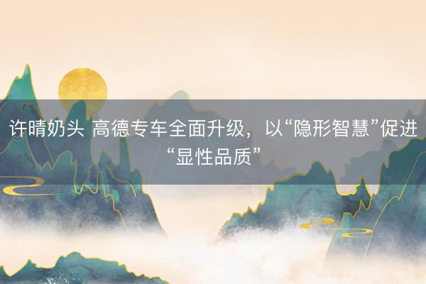 许晴奶头 高德专车全面升级，以“隐形智慧”促进“显性品质”