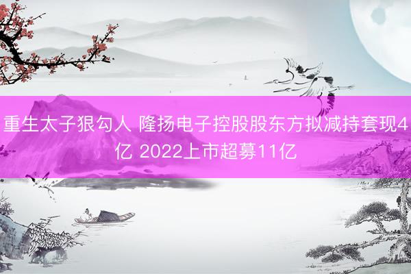 重生太子狠勾人 隆扬电子控股股东方拟减持套现4亿 2022上市超募11亿