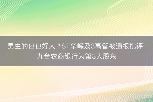 男生的包包好大 *ST华嵘及3高管被通报批评 九台农商银行为第3大股东
