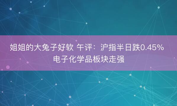 姐姐的大兔子好软 午评：沪指半日跌0.45% 电子化学品板块走强