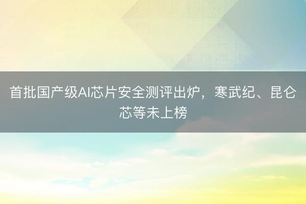 首批国产级AI芯片安全测评出炉，寒武纪、昆仑芯等未上榜