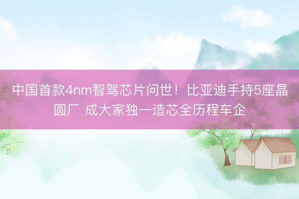 中国首款4nm智驾芯片问世！比亚迪手持5座晶圆厂 成大家独一造芯全历程车企