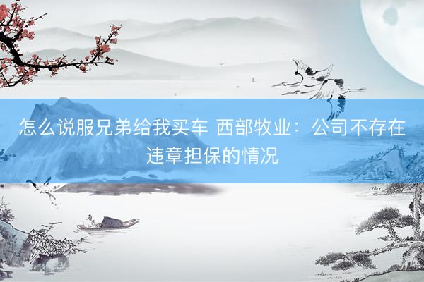 怎么说服兄弟给我买车 西部牧业：公司不存在违章担保的情况