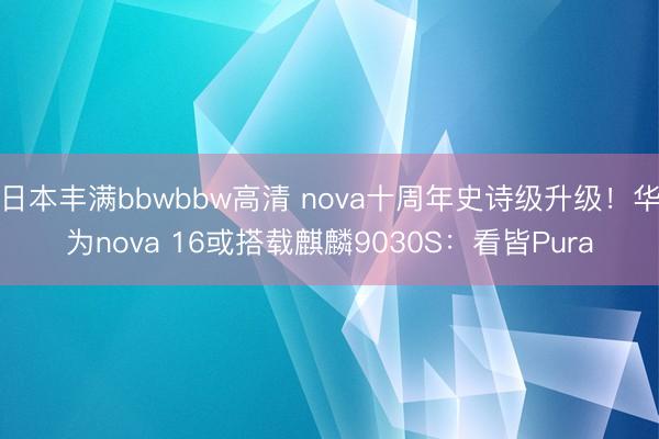 日本丰满bbwbbw高清 nova十周年史诗级升级！华为nova 16或搭载麒麟9030S：看皆Pura