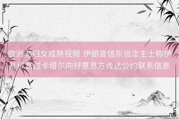 欧洲老妇女成熟视频 伊朗音信东说念主士称伊朴纵贯过卡塔尔向好意思方传达公约联系信息
