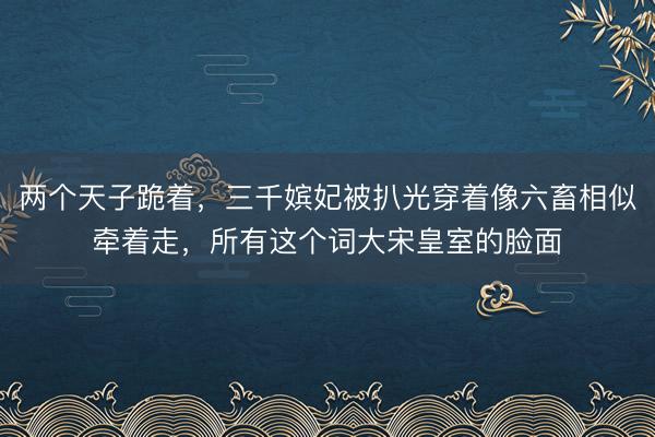 两个天子跪着，三千嫔妃被扒光穿着像六畜相似牵着走，所有这个词大宋皇室的脸面